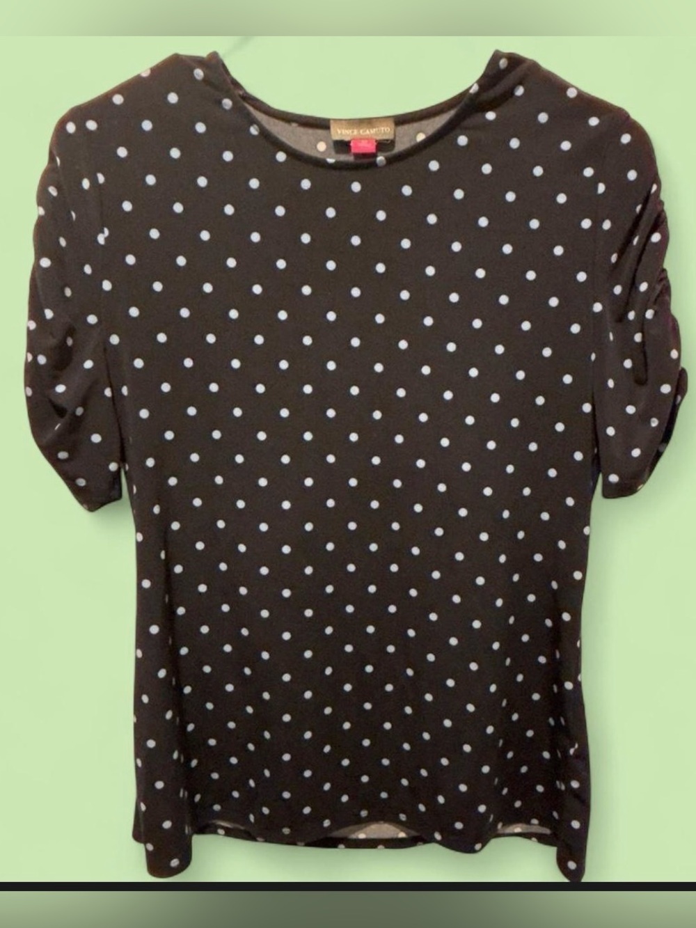 Vince Camuto Navy Tee with Light Blue Polka Dots